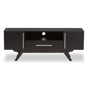 Baxton Studio Ashfield Mid-Century Modern Espresso Brown Finished Wood TV Stand