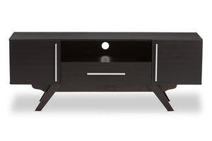 Baxton Studio Ashfield Mid-Century Modern Espresso Brown Finished Wood TV Stand