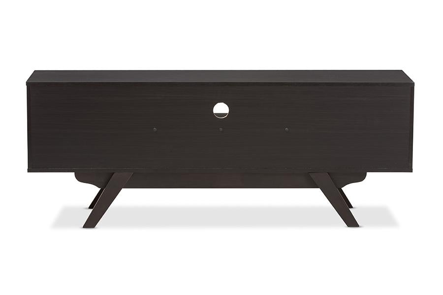 Baxton Studio Ashfield Mid-Century Modern Espresso Brown Finished Wood TV Stand