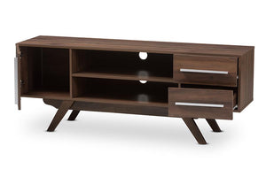 Baxton Studio Ashfield Mid-Century Modern Walnut Brown Finished Wood TV Stand