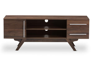 Baxton Studio Ashfield Mid-Century Modern Walnut Brown Finished Wood TV Stand