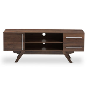 Baxton Studio Ashfield Mid-Century Modern Walnut Brown Finished Wood TV Stand