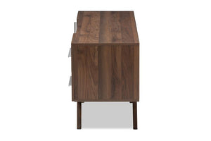 Baxton Studio Ashfield Mid-Century Modern Walnut Brown Finished Wood TV Stand