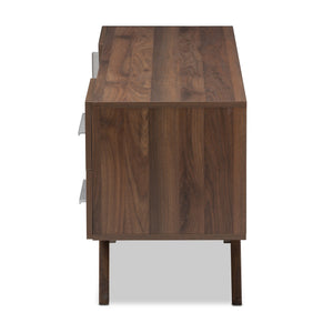 Baxton Studio Ashfield Mid-Century Modern Walnut Brown Finished Wood TV Stand