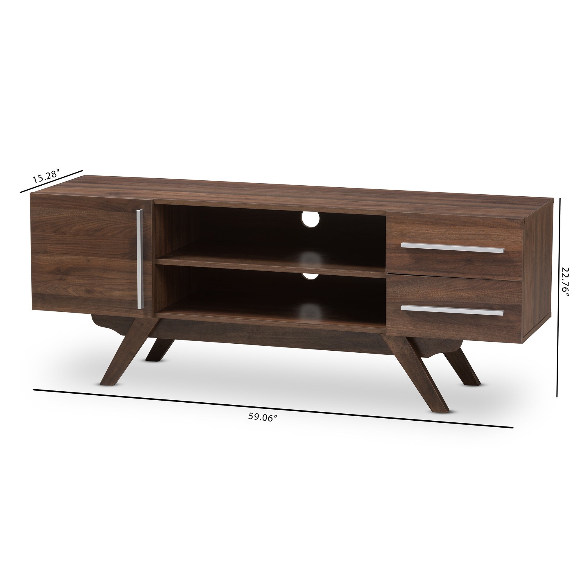 Baxton Studio Ashfield Mid-Century Modern Walnut Brown Finished Wood TV Stand