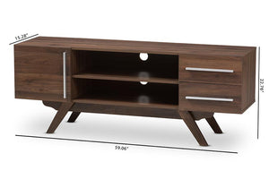 Baxton Studio Ashfield Mid-Century Modern Walnut Brown Finished Wood TV Stand