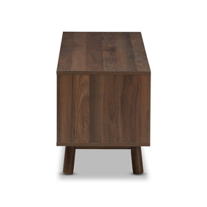 Baxton Studio Britta Mid-Century Modern Walnut Brown and Grey Two-Tone Finished Wood TV Stand