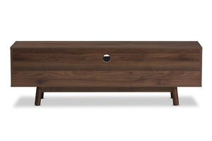 Baxton Studio Britta Mid-Century Modern Walnut Brown and Grey Two-Tone Finished Wood TV Stand