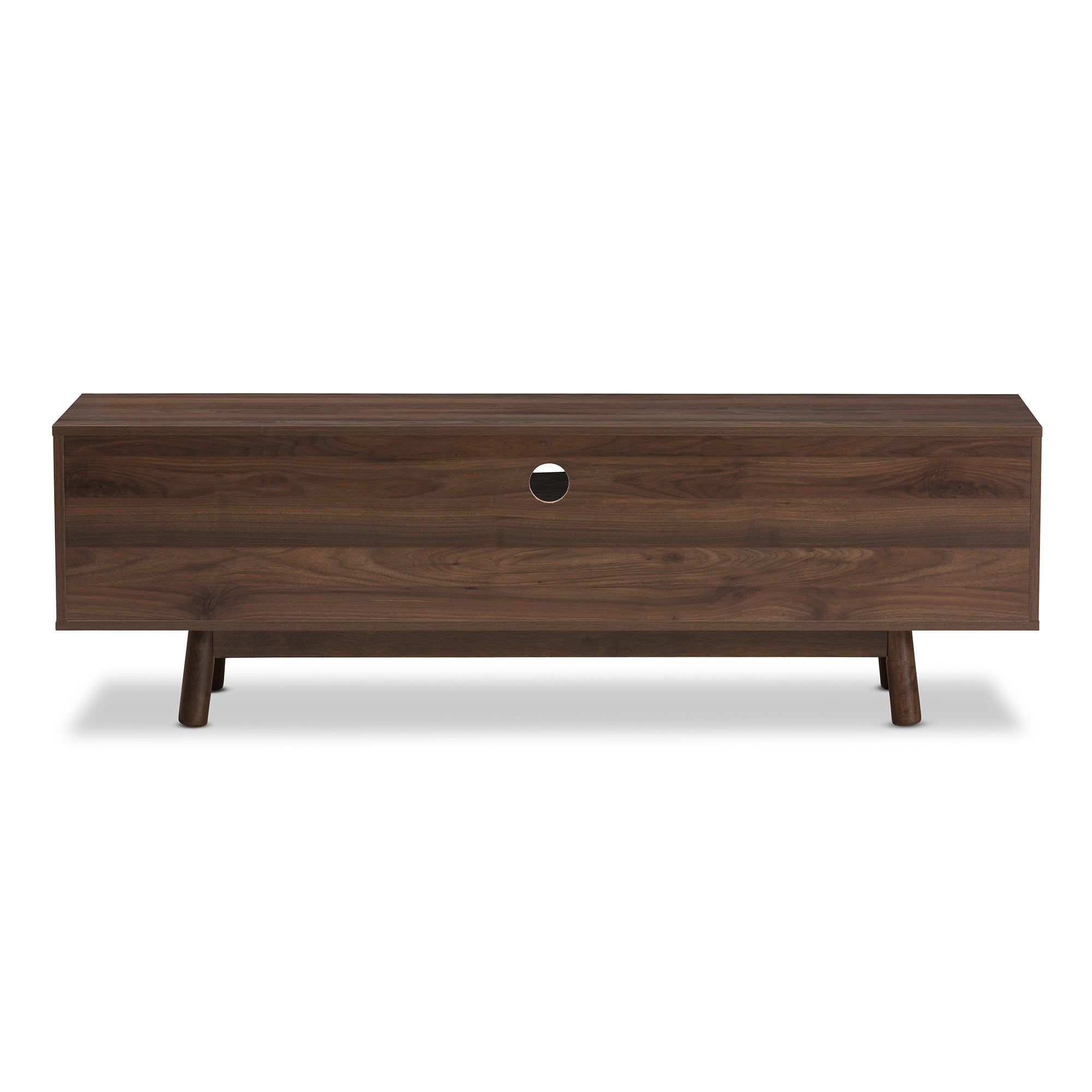 Baxton Studio Britta Mid-Century Modern Walnut Brown and Grey Two-Tone Finished Wood TV Stand