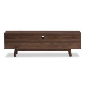 Baxton Studio Britta Mid-Century Modern Walnut Brown and Grey Two-Tone Finished Wood TV Stand