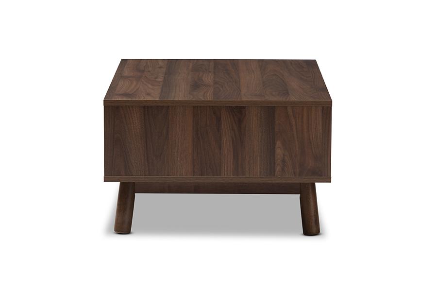 Baxton Studio Britta Mid-Century Modern Walnut Brown and Grey Two-Tone Finished Wood Coffee Table