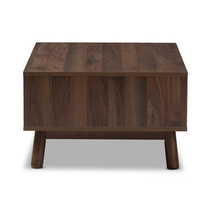 Baxton Studio Britta Mid-Century Modern Walnut Brown and Grey Two-Tone Finished Wood Coffee Table