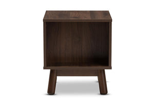 Baxton Studio Britta Mid-Century Modern Walnut Brown and Grey Two-Tone Finished Wood Nightstand