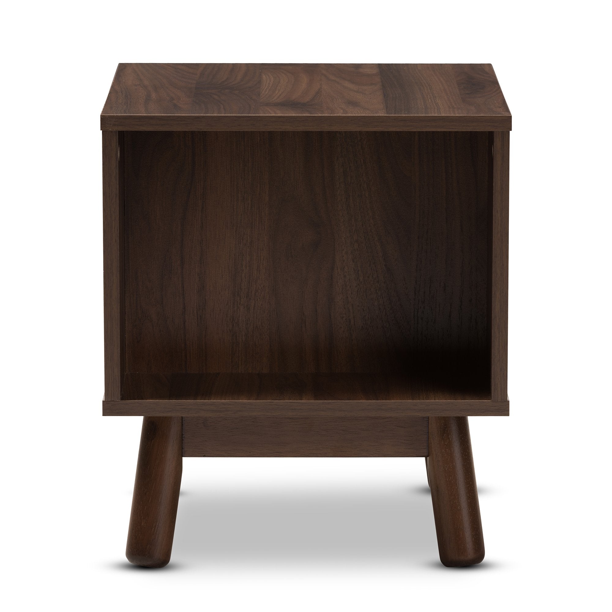 Baxton Studio Britta Mid-Century Modern Walnut Brown and Grey Two-Tone Finished Wood Nightstand