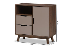 Baxton Studio Britta Mid-Century Modern Walnut Brown and Grey Two-Tone Finished Wood Sideboard