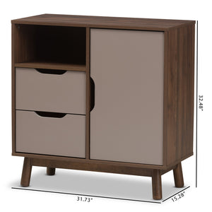 Baxton Studio Britta Mid-Century Modern Walnut Brown and Grey Two-Tone Finished Wood Sideboard