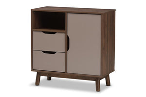 Baxton Studio Britta Mid-Century Modern Walnut Brown and Grey Two-Tone Finished Wood Sideboard