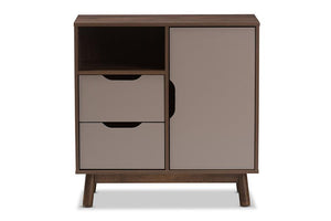 Baxton Studio Britta Mid-Century Modern Walnut Brown and Grey Two-Tone Finished Wood Sideboard