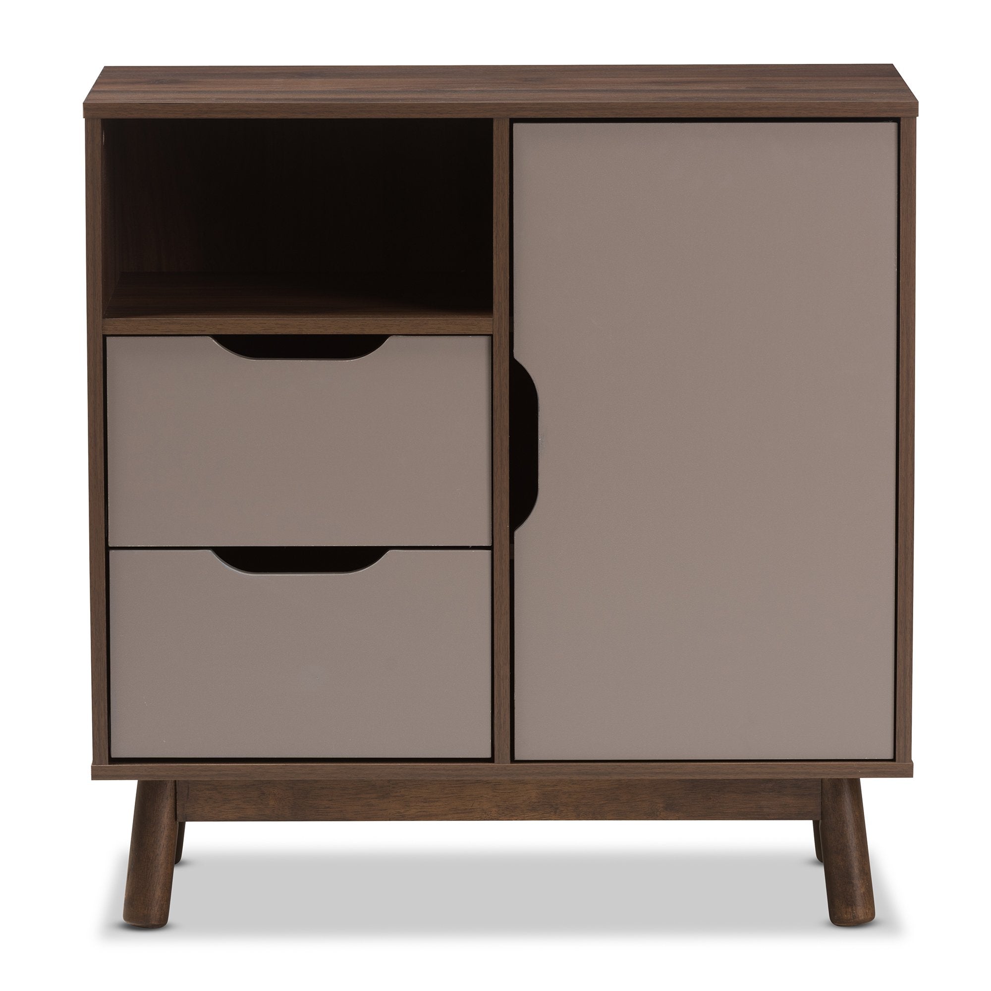 Baxton Studio Britta Mid-Century Modern Walnut Brown and Grey Two-Tone Finished Wood Sideboard