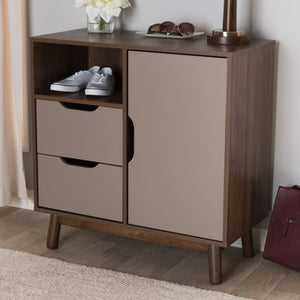 Baxton Studio Britta Mid-Century Modern Walnut Brown and Grey Two-Tone Finished Wood Sideboard