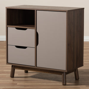 Baxton Studio Britta Mid-Century Modern Walnut Brown and Grey Two-Tone Finished Wood Sideboard