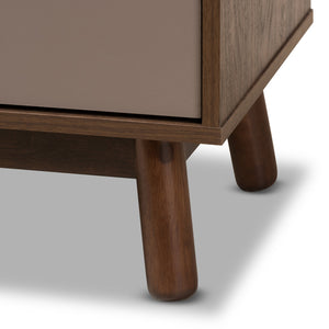 Baxton Studio Britta Mid-Century Modern Walnut Brown and Grey Two-Tone Finished Wood Sideboard