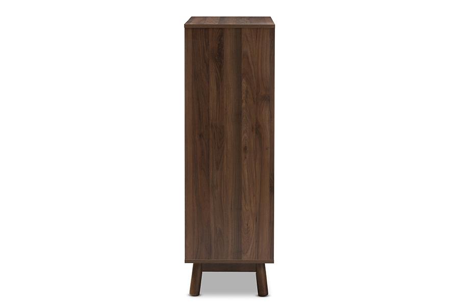 Baxton Studio Britta Mid-Century Modern Walnut Brown and Grey Two-Tone Finished Wood Bookcase