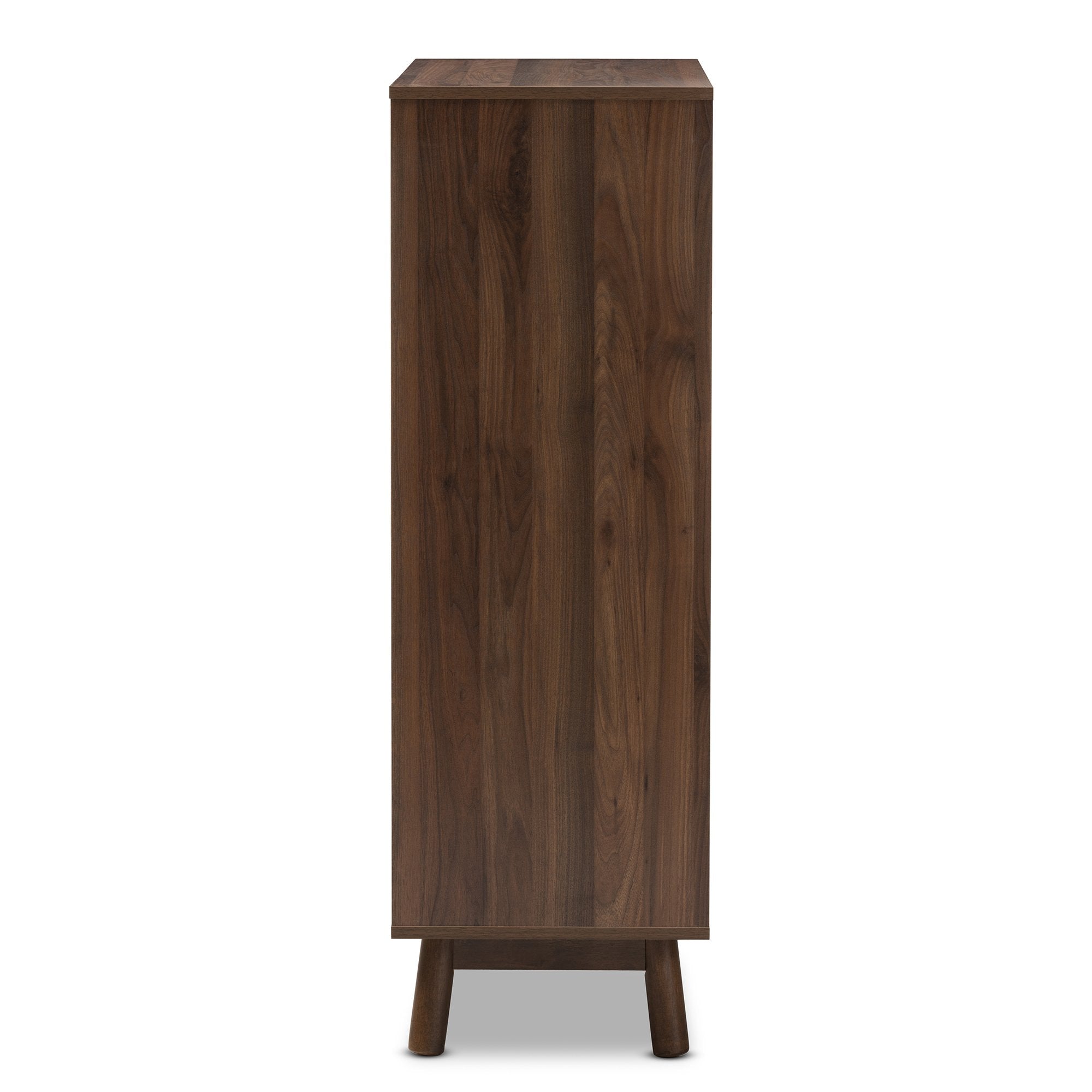 Baxton Studio Britta Mid-Century Modern Walnut Brown and Grey Two-Tone Finished Wood Bookcase