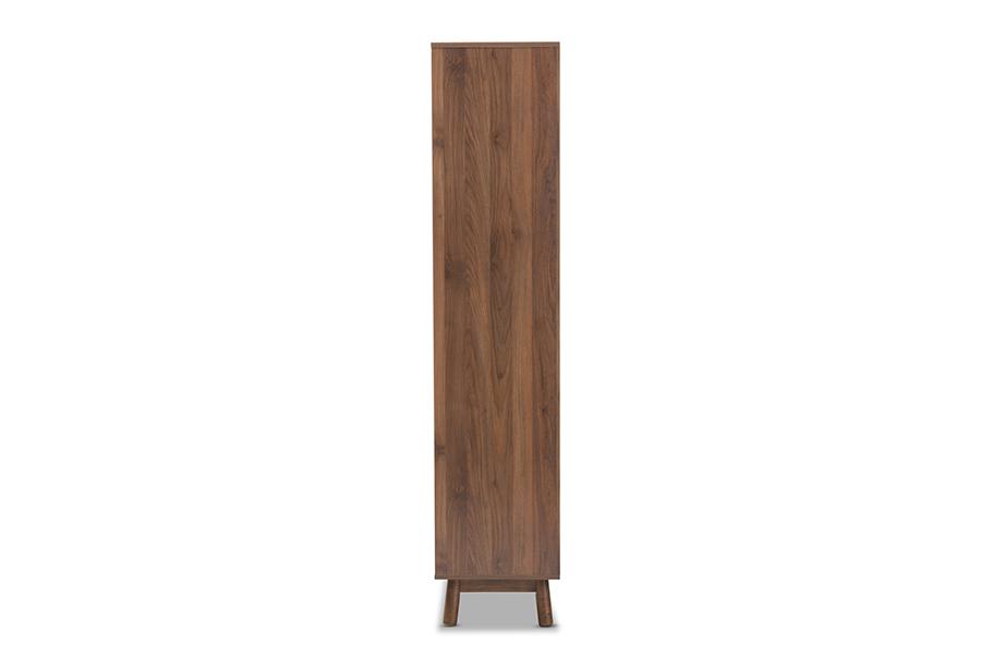 Baxton Studio Britta Mid-Century Modern Walnut Brown and Grey Two-Tone Finished Wood Bookcase