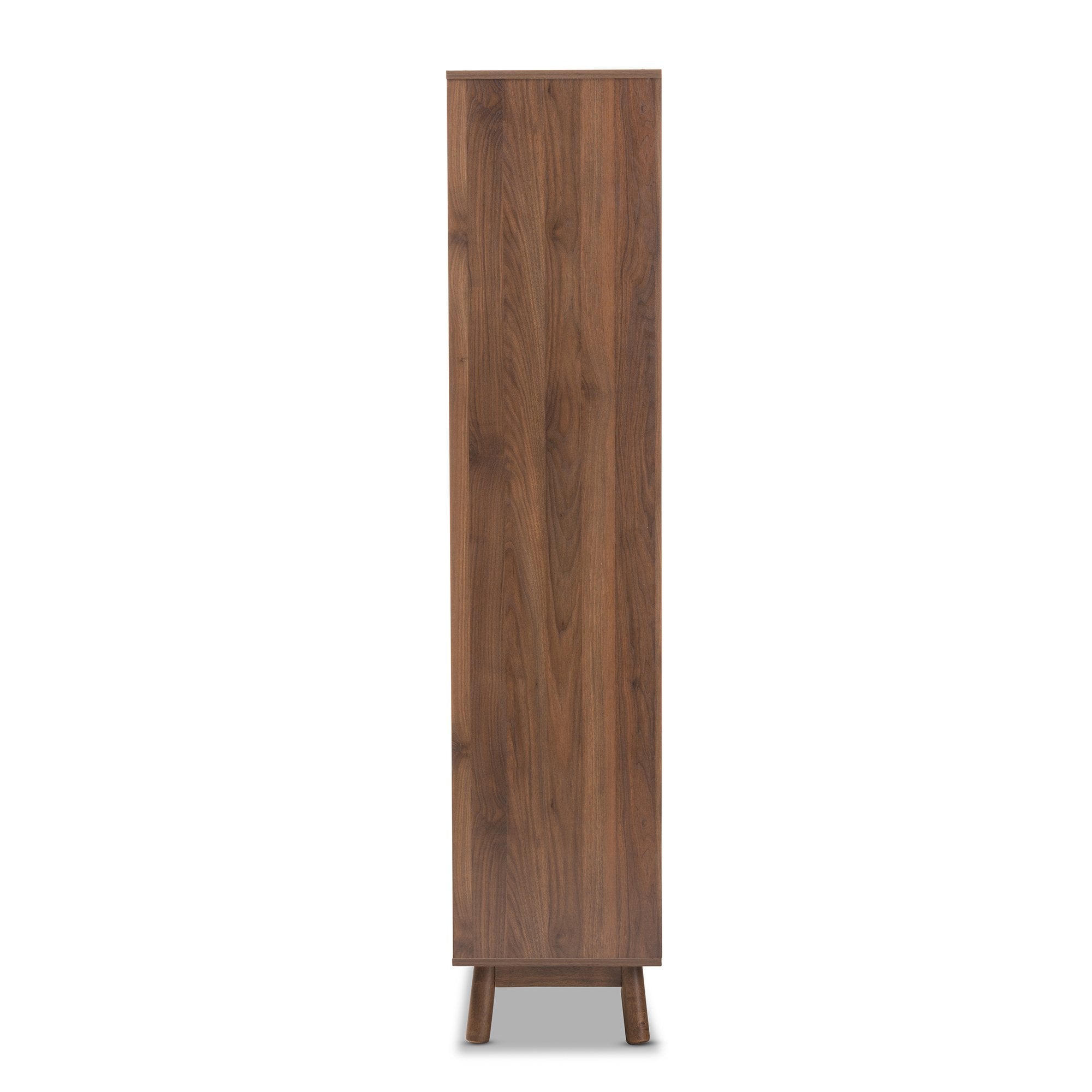 Baxton Studio Britta Mid-Century Modern Walnut Brown and Grey Two-Tone Finished Wood Bookcase