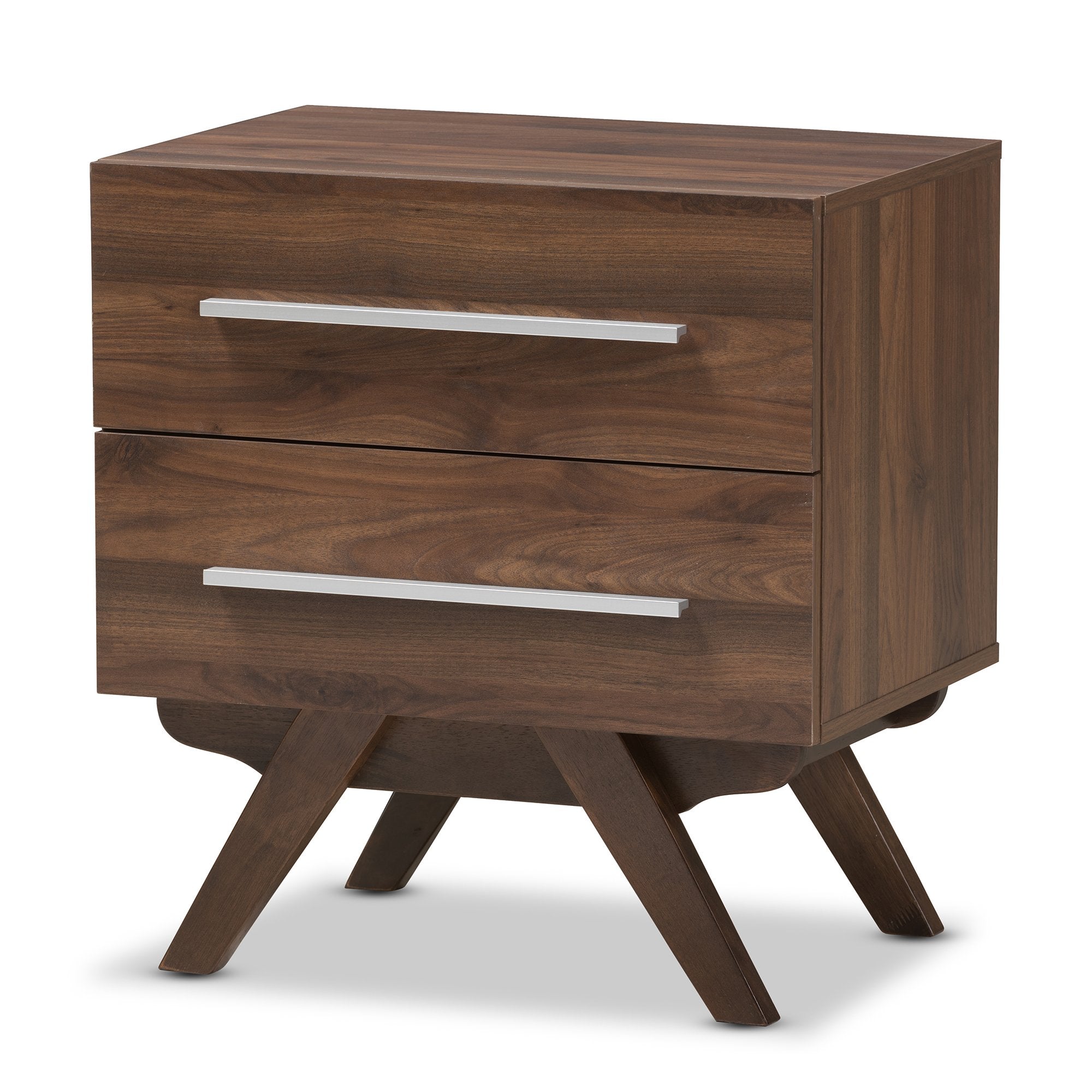 Baxton Studio Auburn Mid-Century Modern Walnut Brown Finished Wood 2-Drawer Nightstand