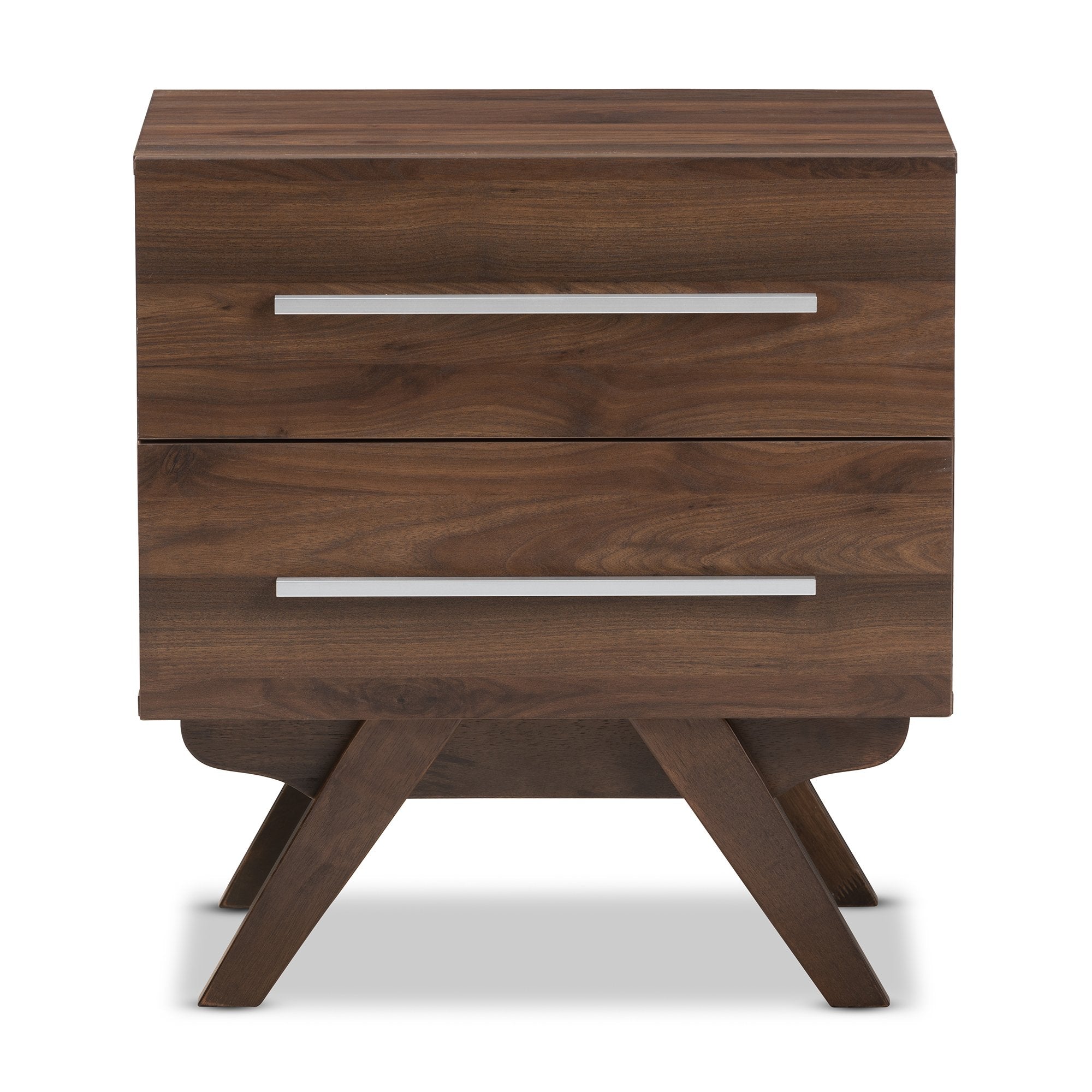 Baxton Studio Auburn Mid-Century Modern Walnut Brown Finished Wood 2-Drawer Nightstand