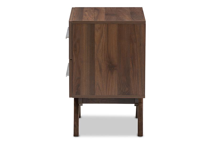 Baxton Studio Auburn Mid-Century Modern Walnut Brown Finished Wood 2-Drawer Nightstand