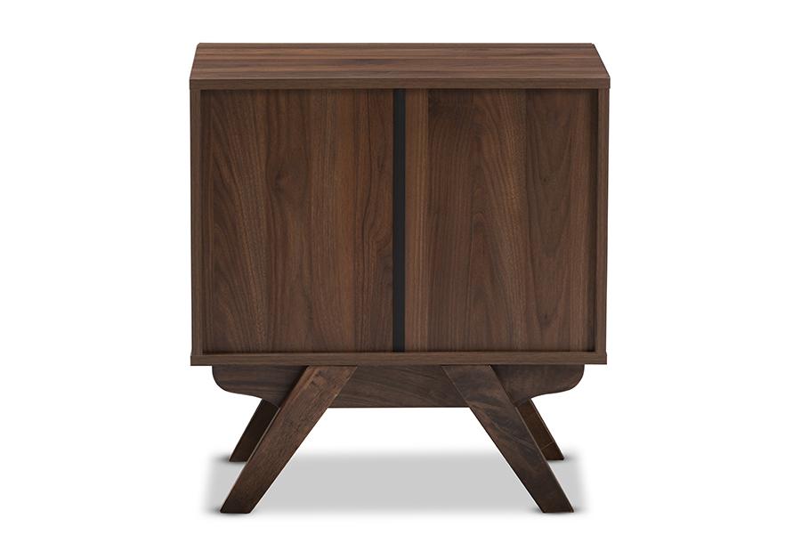 Baxton Studio Auburn Mid-Century Modern Walnut Brown Finished Wood 2-Drawer Nightstand