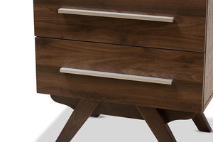 Baxton Studio Auburn Mid-Century Modern Walnut Brown Finished Wood 2-Drawer Nightstand