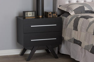 Baxton Studio Auburn Mid-Century Modern Espresso Brown Finished Wood 2-Drawer Nightstand