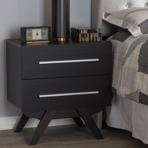 Baxton Studio Auburn Mid-Century Modern Espresso Brown Finished Wood 2-Drawer Nightstand