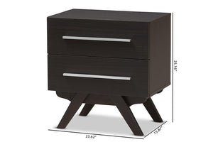 Baxton Studio Auburn Mid-Century Modern Espresso Brown Finished Wood 2-Drawer Nightstand