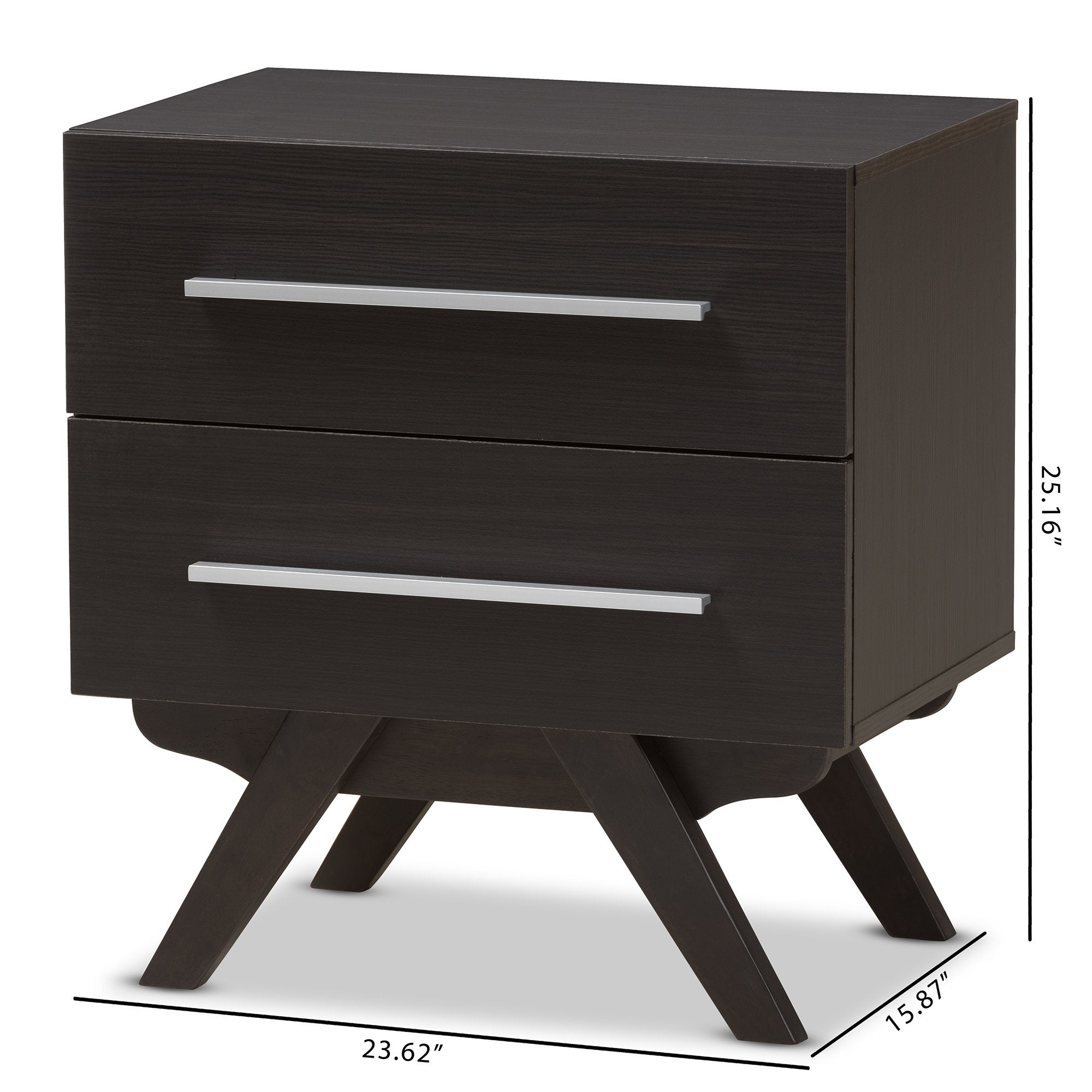 Baxton Studio Auburn Mid-Century Modern Espresso Brown Finished Wood 2-Drawer Nightstand