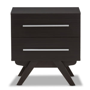 Baxton Studio Auburn Mid-Century Modern Espresso Brown Finished Wood 2-Drawer Nightstand