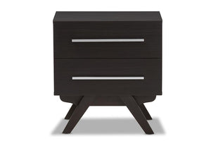 Baxton Studio Auburn Mid-Century Modern Espresso Brown Finished Wood 2-Drawer Nightstand