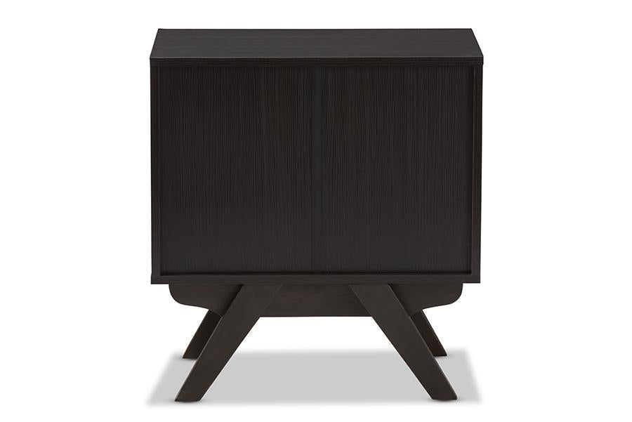 Baxton Studio Auburn Mid-Century Modern Espresso Brown Finished Wood 2-Drawer Nightstand