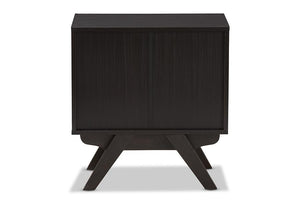 Baxton Studio Auburn Mid-Century Modern Espresso Brown Finished Wood 2-Drawer Nightstand