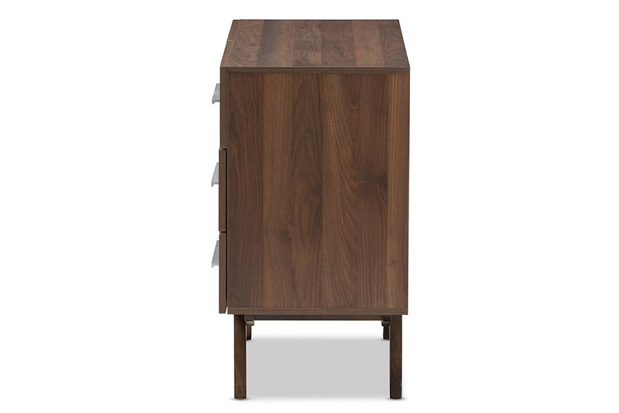 Baxton Studio Auburn Mid-Century Modern Walnut Brown Finished Wood 6-Drawer Dresser