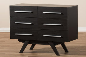 Baxton Studio Auburn Mid-Century Modern Espresso Brown Finished Wood 6-Drawer Dresser