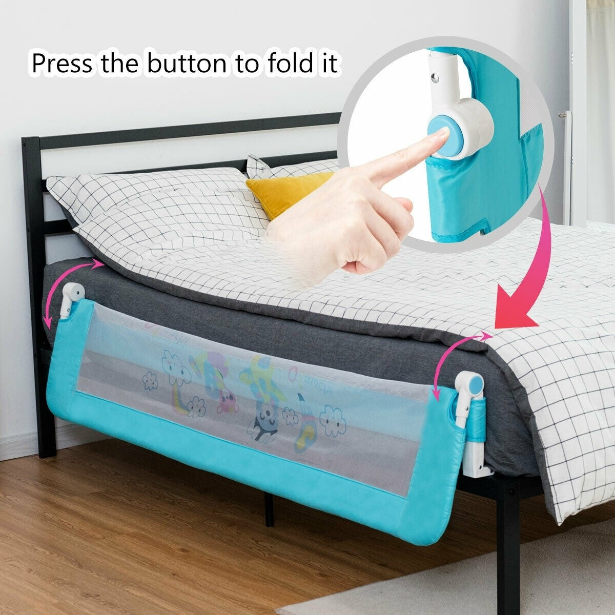 69 Breathable Baby Toddlers Bed Rail Guard Safety Swing Down