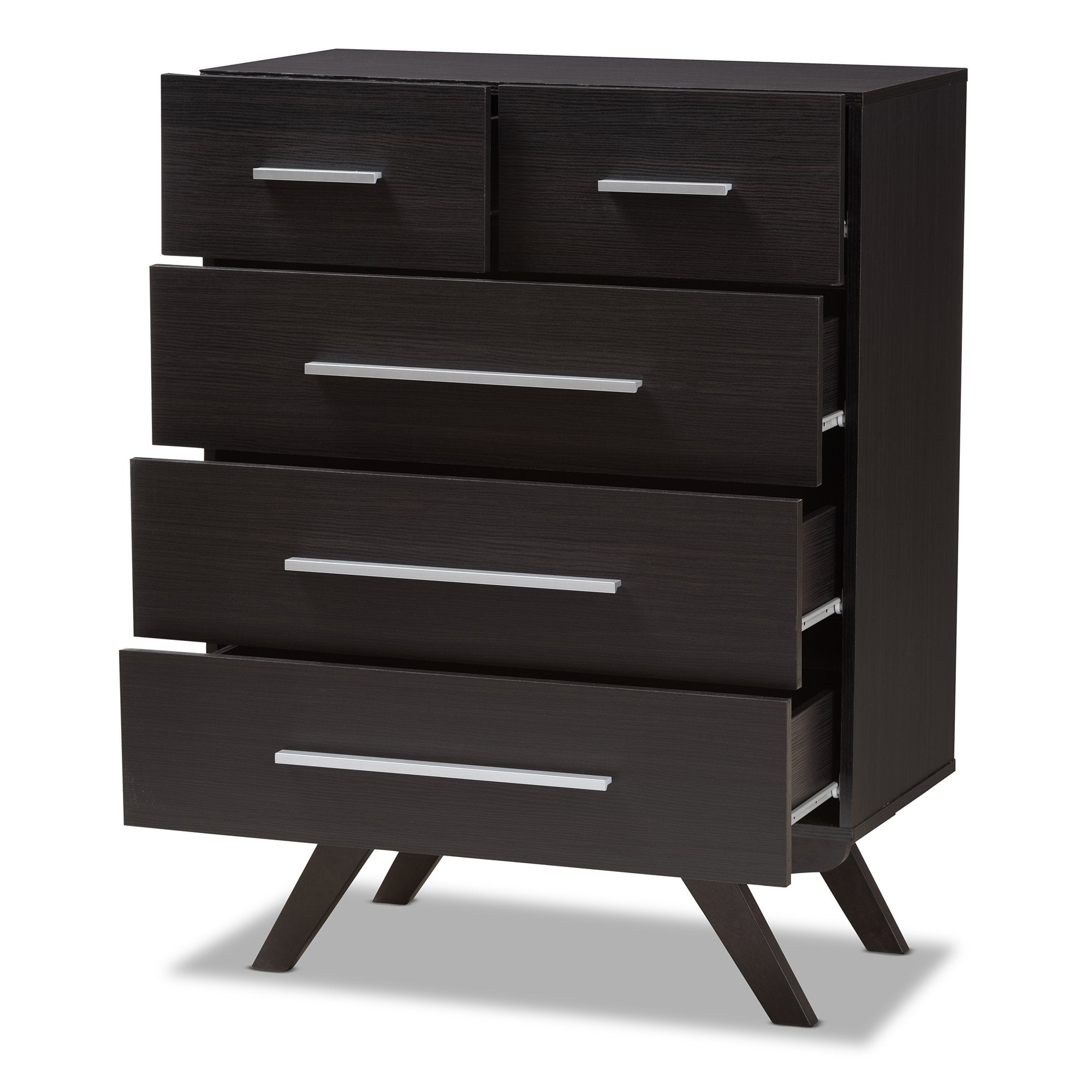 Baxton Studio Auburn Mid-Century Modern Espresso Brown Finished Wood 5-Drawer Chest