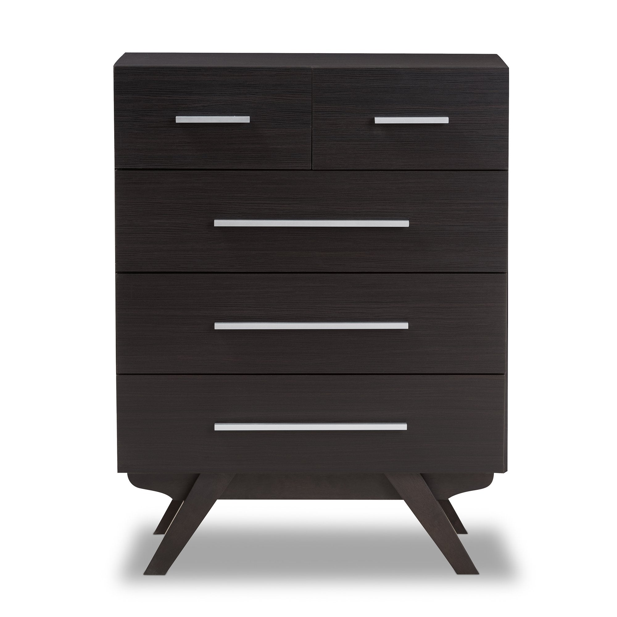 Baxton Studio Auburn Mid-Century Modern Espresso Brown Finished Wood 5-Drawer Chest