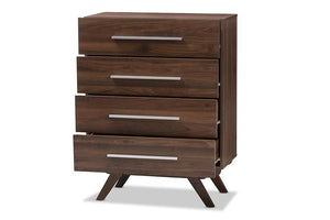 Baxton Studio Auburn Mid-Century Modern Walnut Brown Finished Wood 4-Drawer Chest