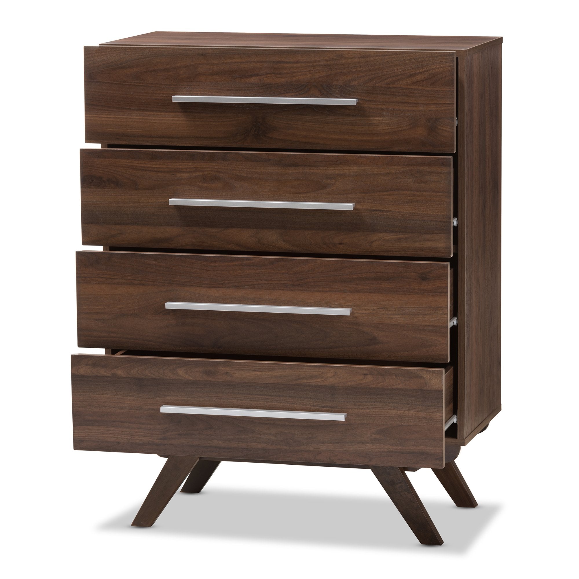 Baxton Studio Auburn Mid-Century Modern Walnut Brown Finished Wood 4-Drawer Chest